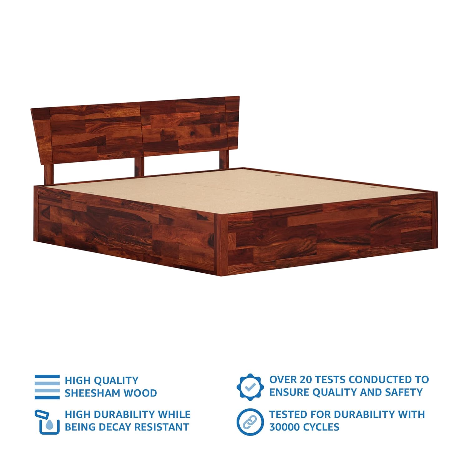 Solid Wood Queen Size Bed With Storage