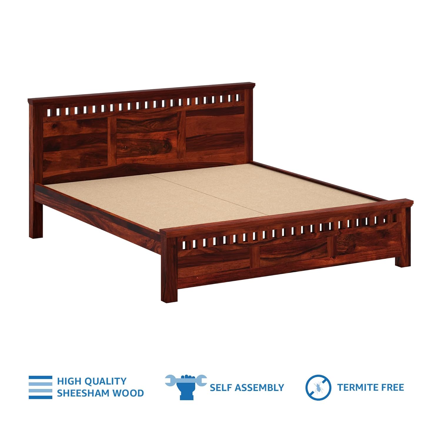 Solid Sheesham Wood Queen Size Kuber Bed with Box Storage