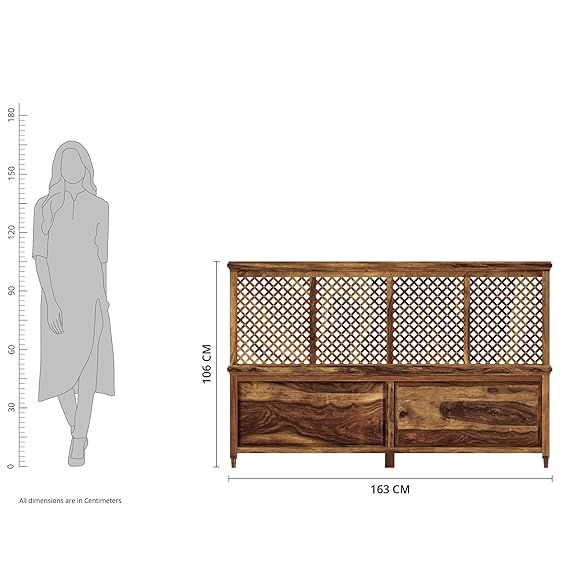 Traun Queen Size Solid Sheesham Wood Bed Without Storage (Honey Finish)