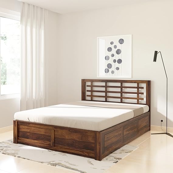 Meliora Queen Size Solid Sheesham Wood Bed with Box Storage