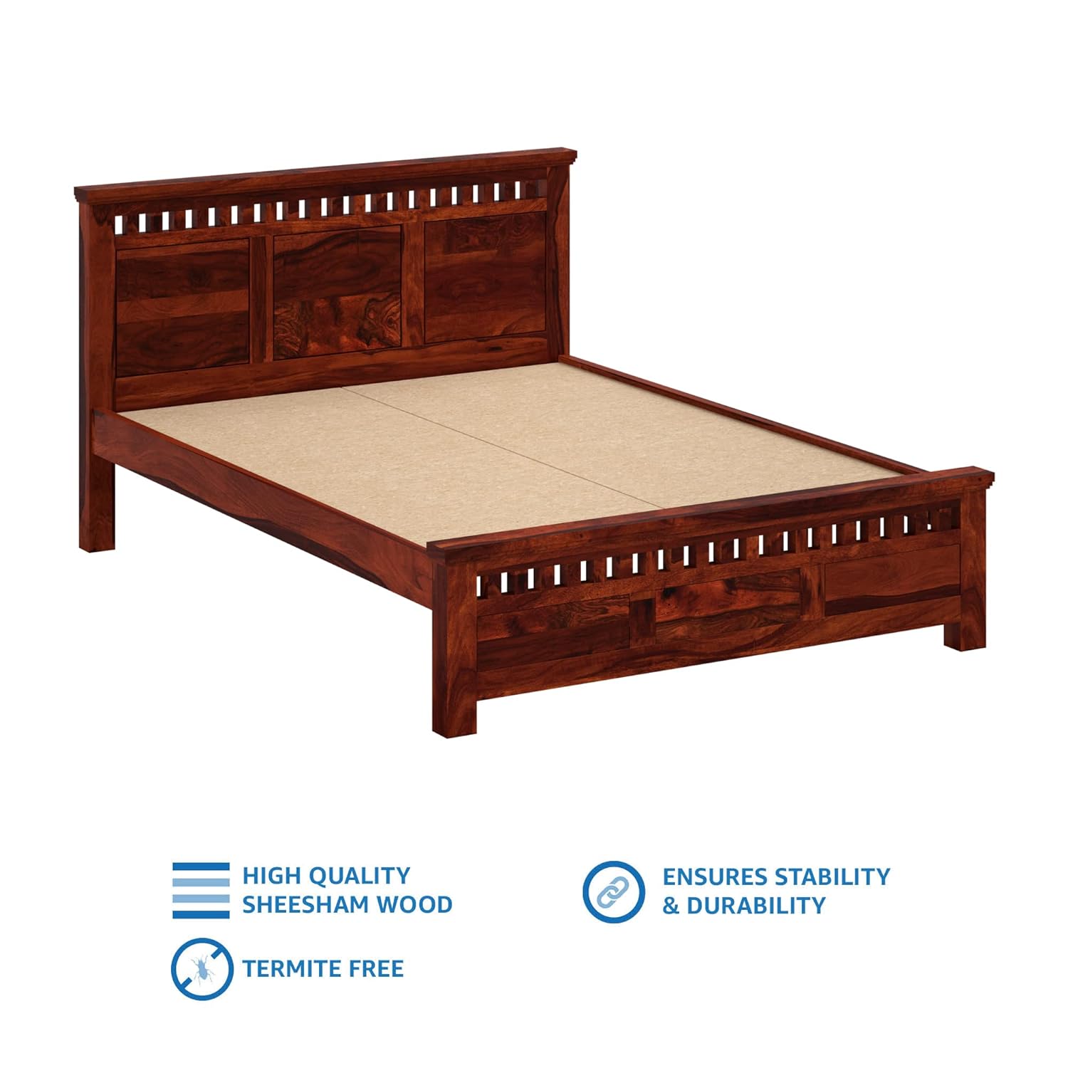 Solid Sheesham Wood Queen Size Kuber Bed with Box Storage