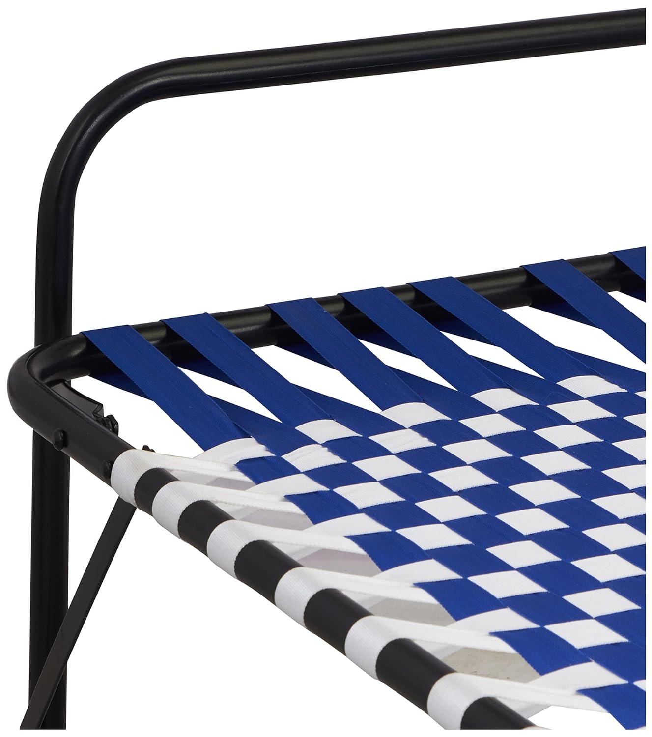 Brevond Single Size Metal & Nylon Niwar Portable Folding Matte Finish Bed Without Storage (White & Blue)