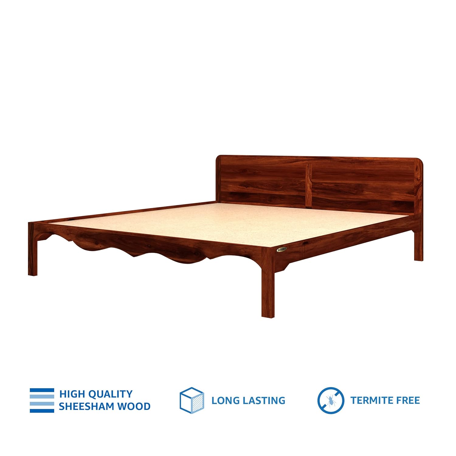 Mehraab King Size Solid Sheesham Wood Bed Without Storage