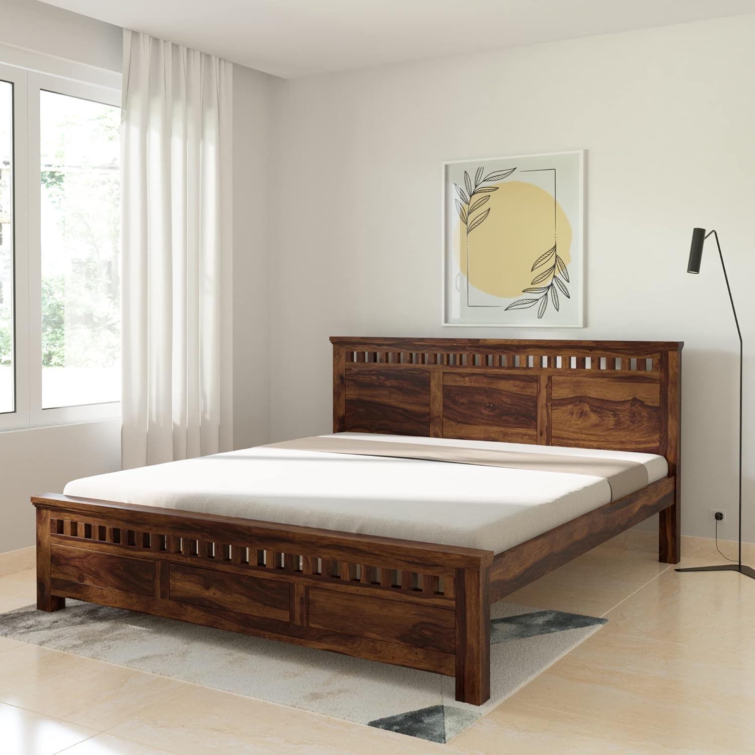 Solid Sheesham Wood Queen Size Kuber Bed with Box Storage