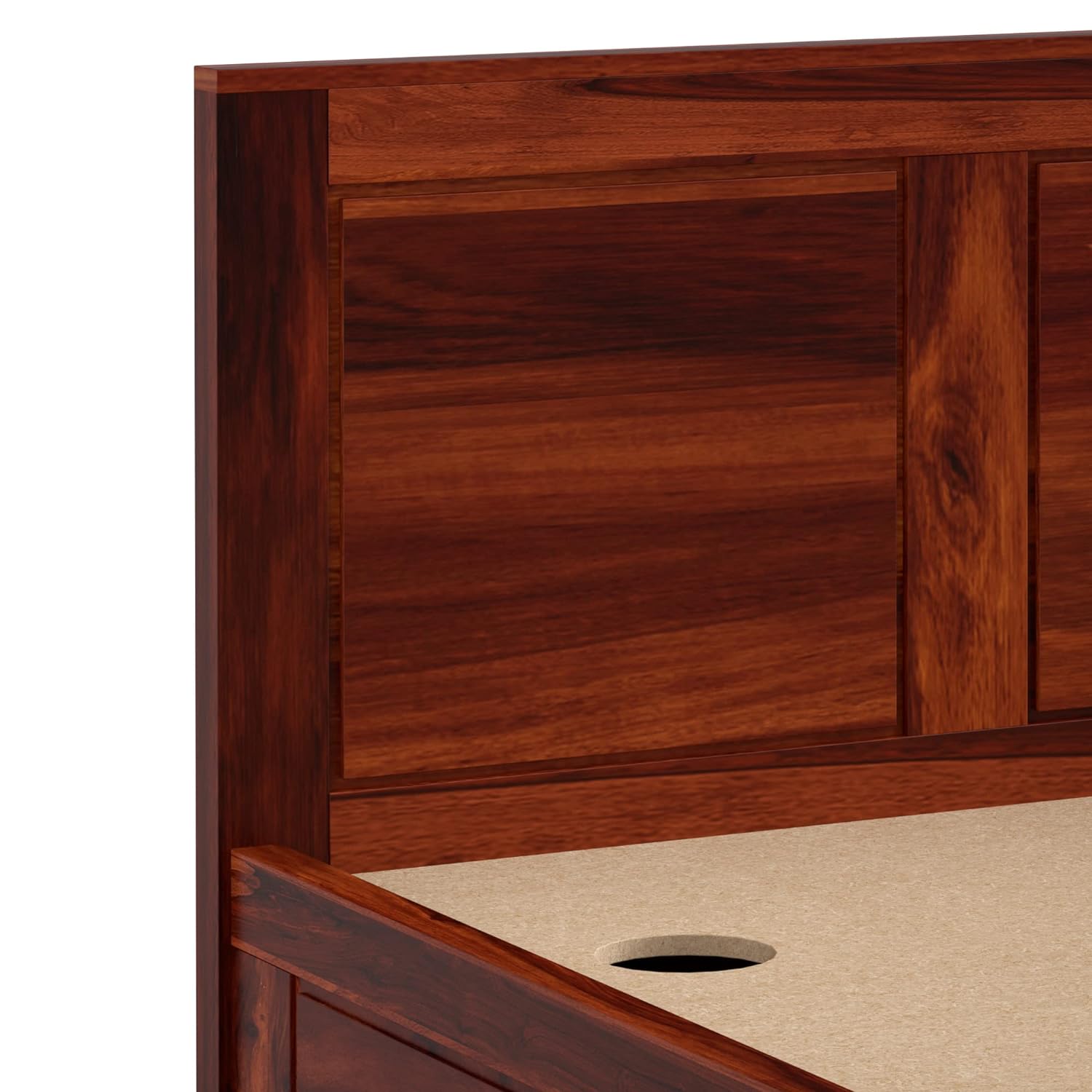 Solid Sheesham Wood King Bed with Storage