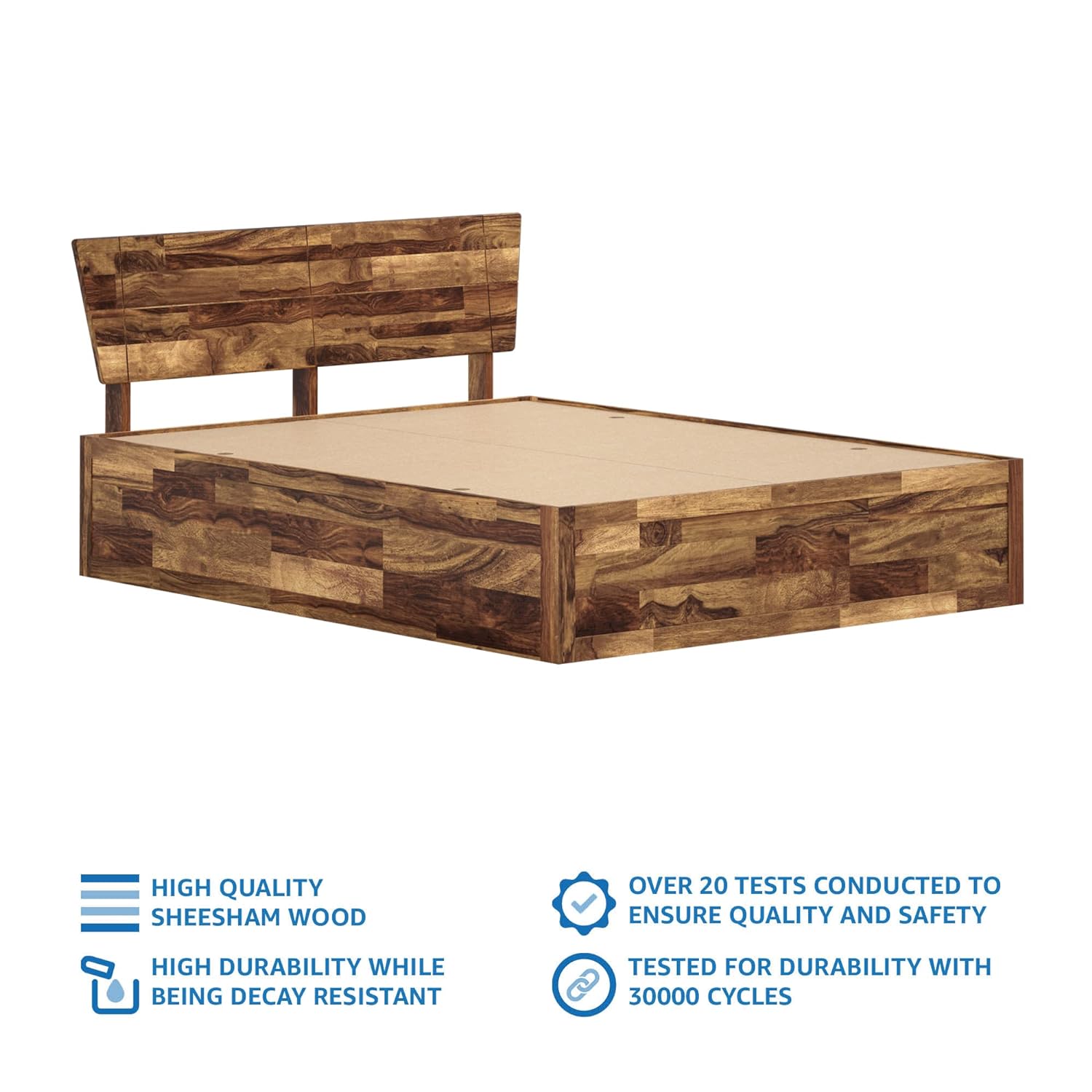 Solid Wood Queen Size Bed With Storage