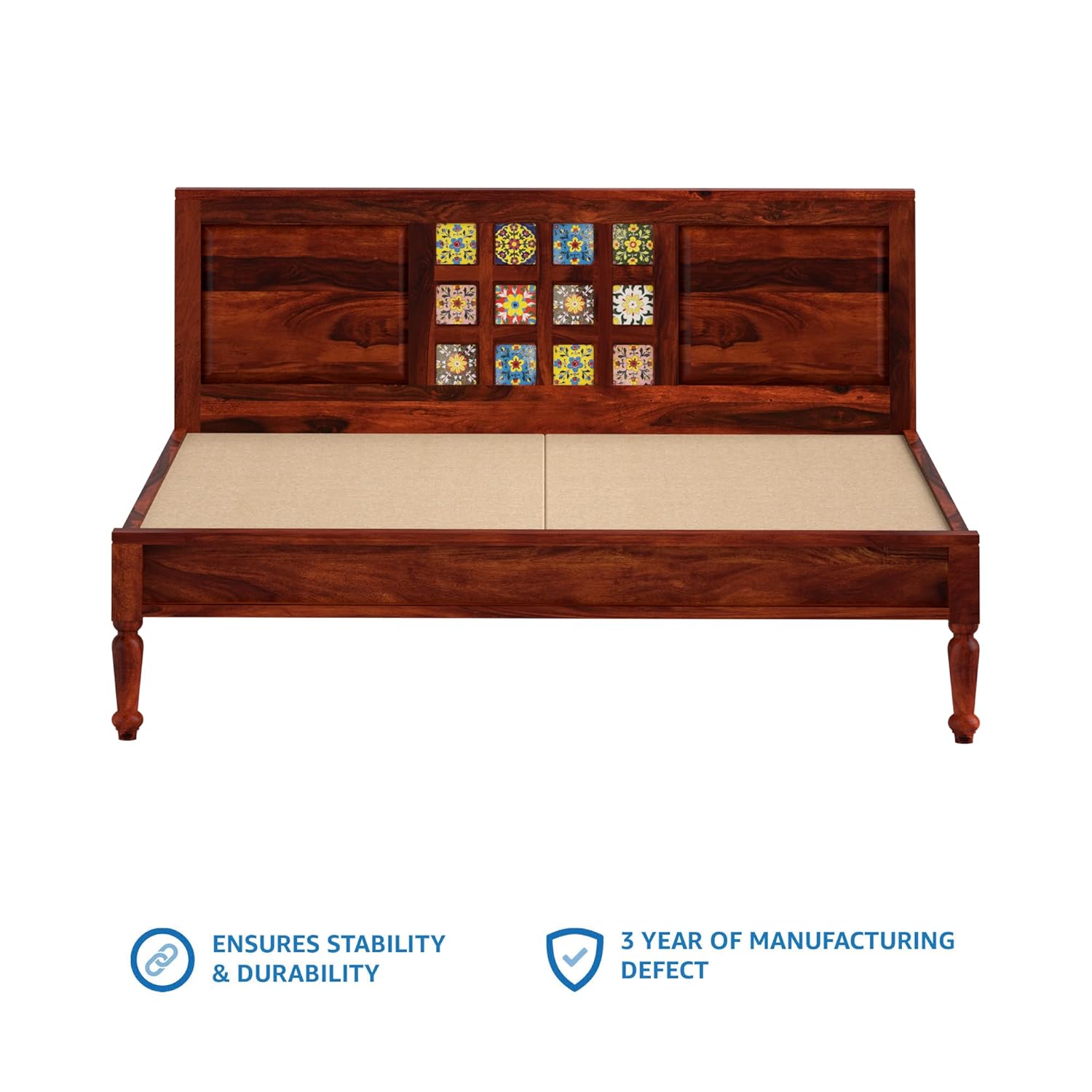 Verba King Size Solid Sheesham Wood Bed with Box Storage