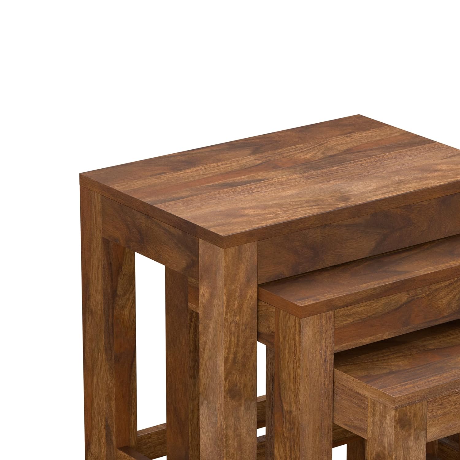 Solid Sheesham Wood Belloy Nesting Side Tables, Set of 3 