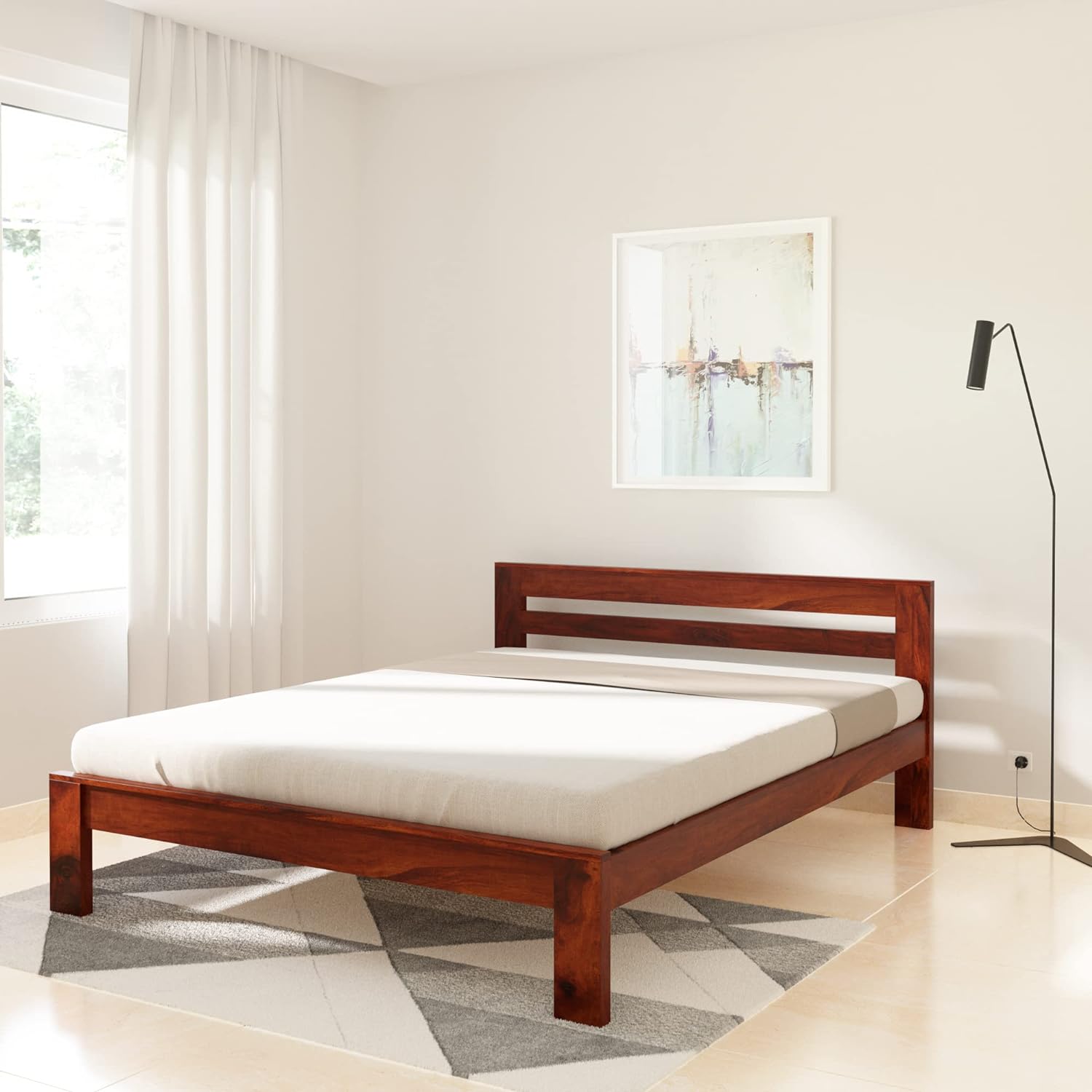 Cito Queen Size Solid Sheesham Wood Bed Without Storage