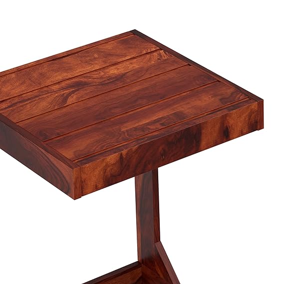 Durable C-Shaped Bedside Table Wooden