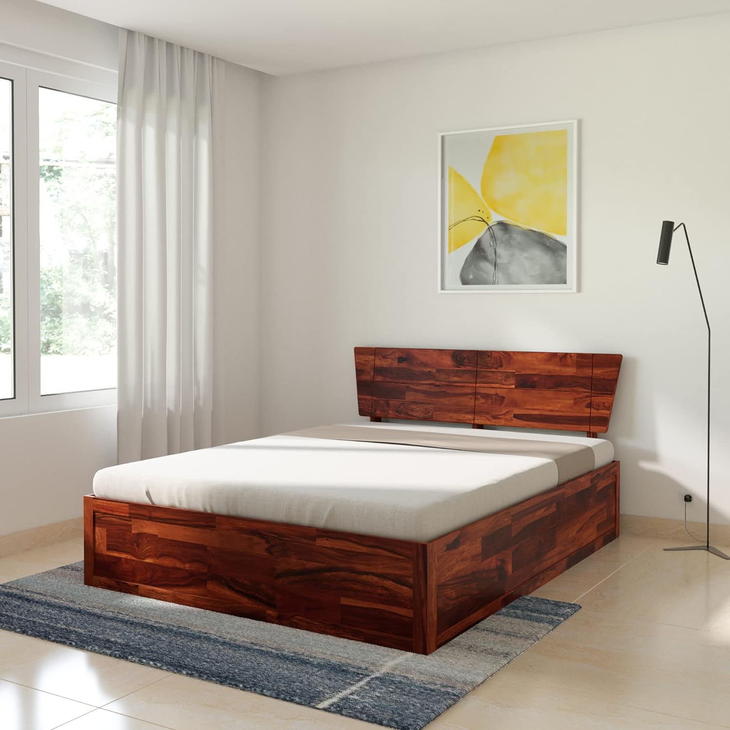 Solid Wood Queen Size Bed With Storage