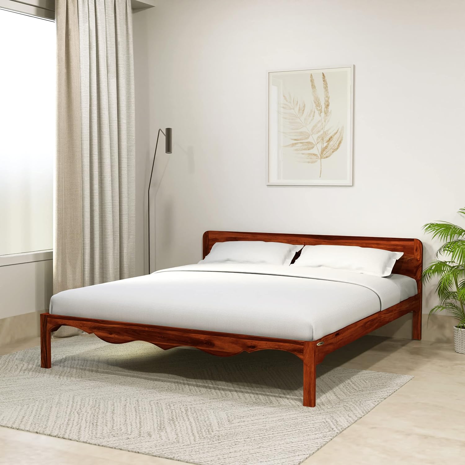Mehraab King Size Solid Sheesham Wood Bed Without Storage
