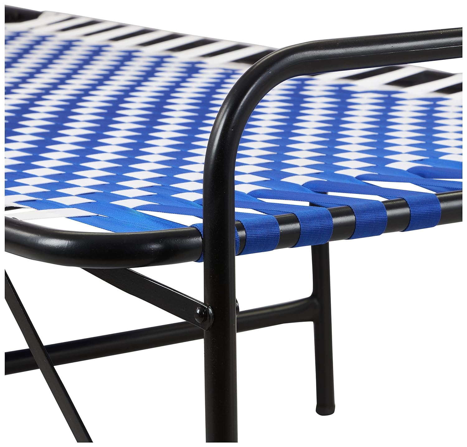 Brevond Single Size Metal & Nylon Niwar Portable Folding Matte Finish Bed Without Storage (White & Blue)