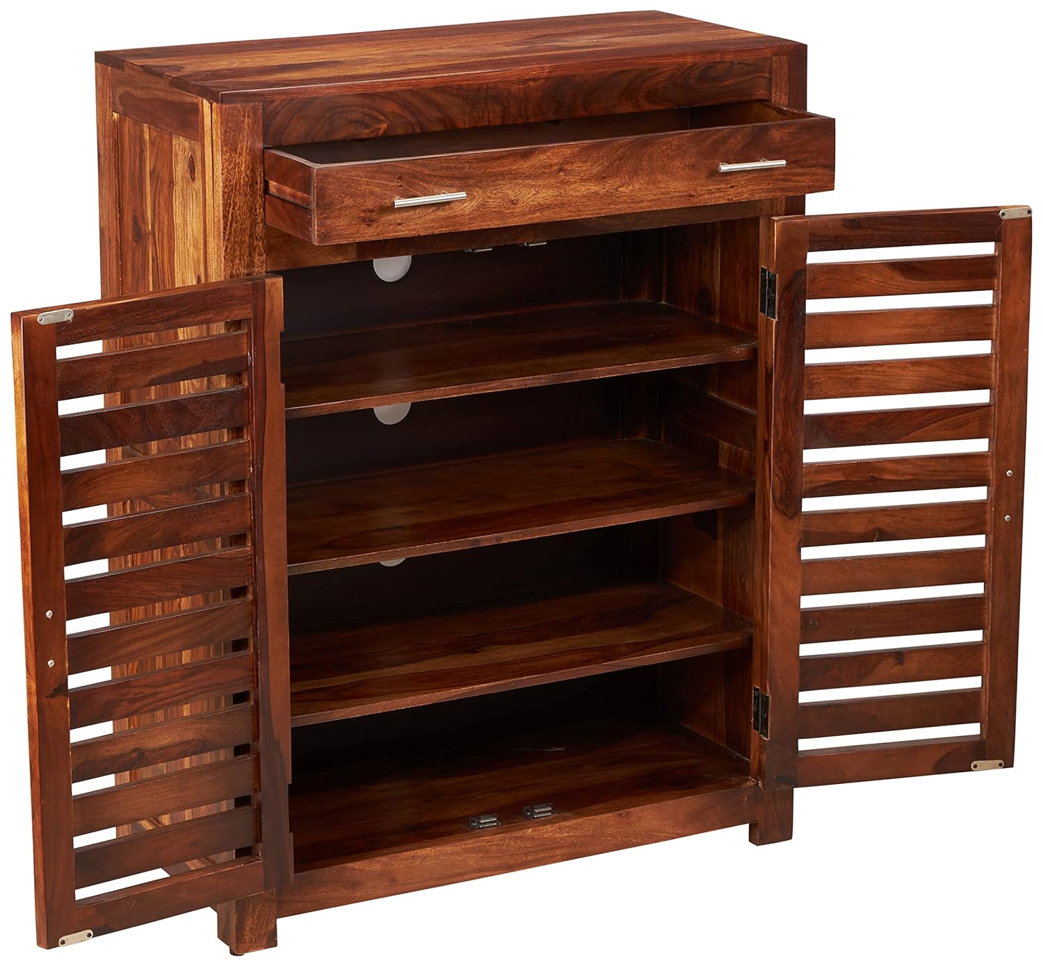 Mondsee Solid Sheesham Wood Shoe Rack Cabinet with 2 Drawers