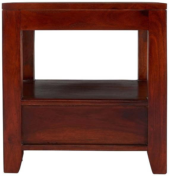 Anngin Solid Sheesham Wooden Bedside Table with 1 Drawer and Shelf