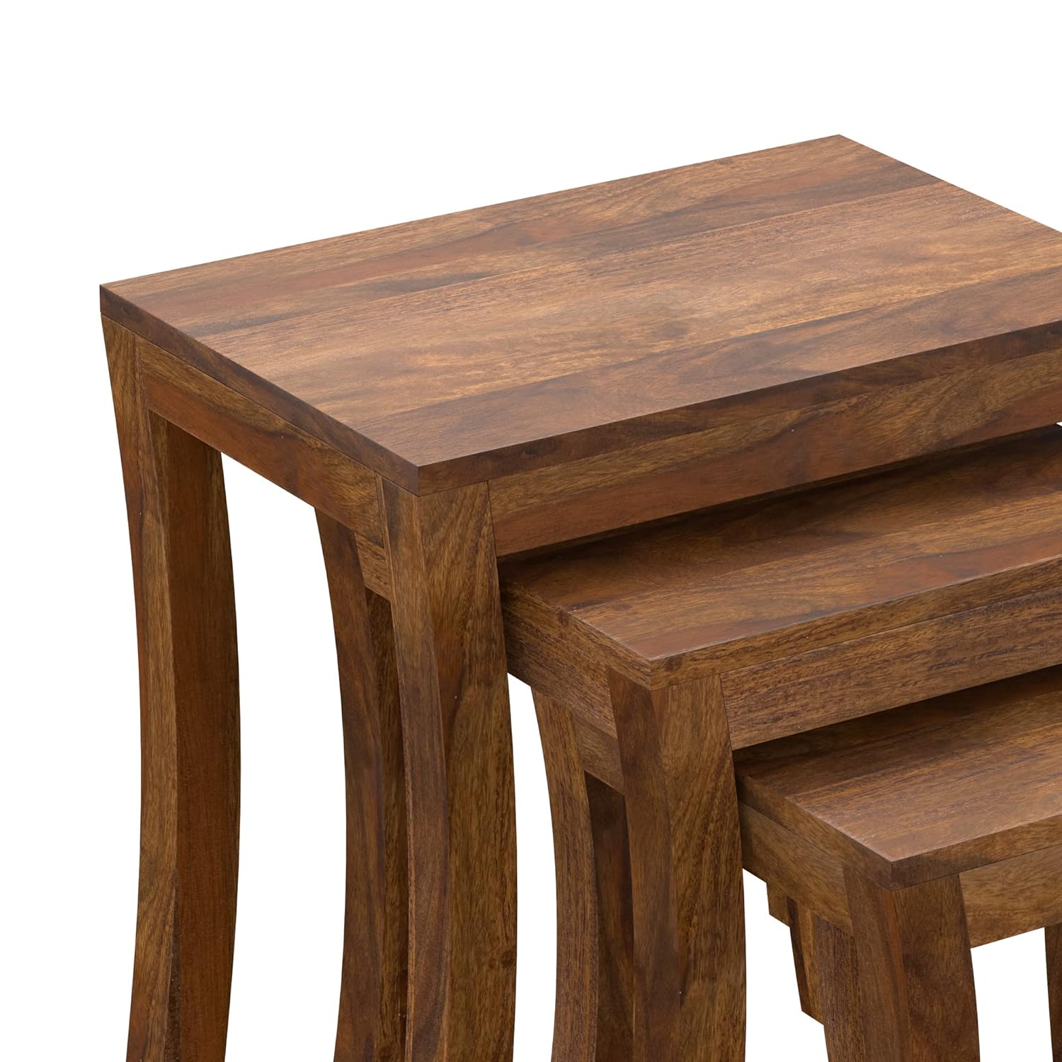 Solid Sheesham Wood Zempin Nesting Side Tables,Set of 3