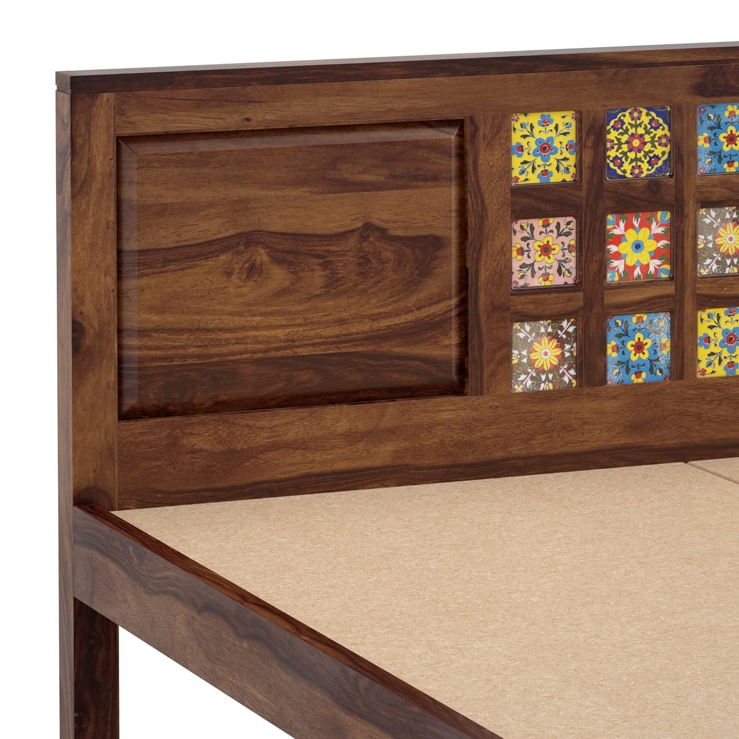 Verba King Size Solid Sheesham Wood Bed with Box Storage