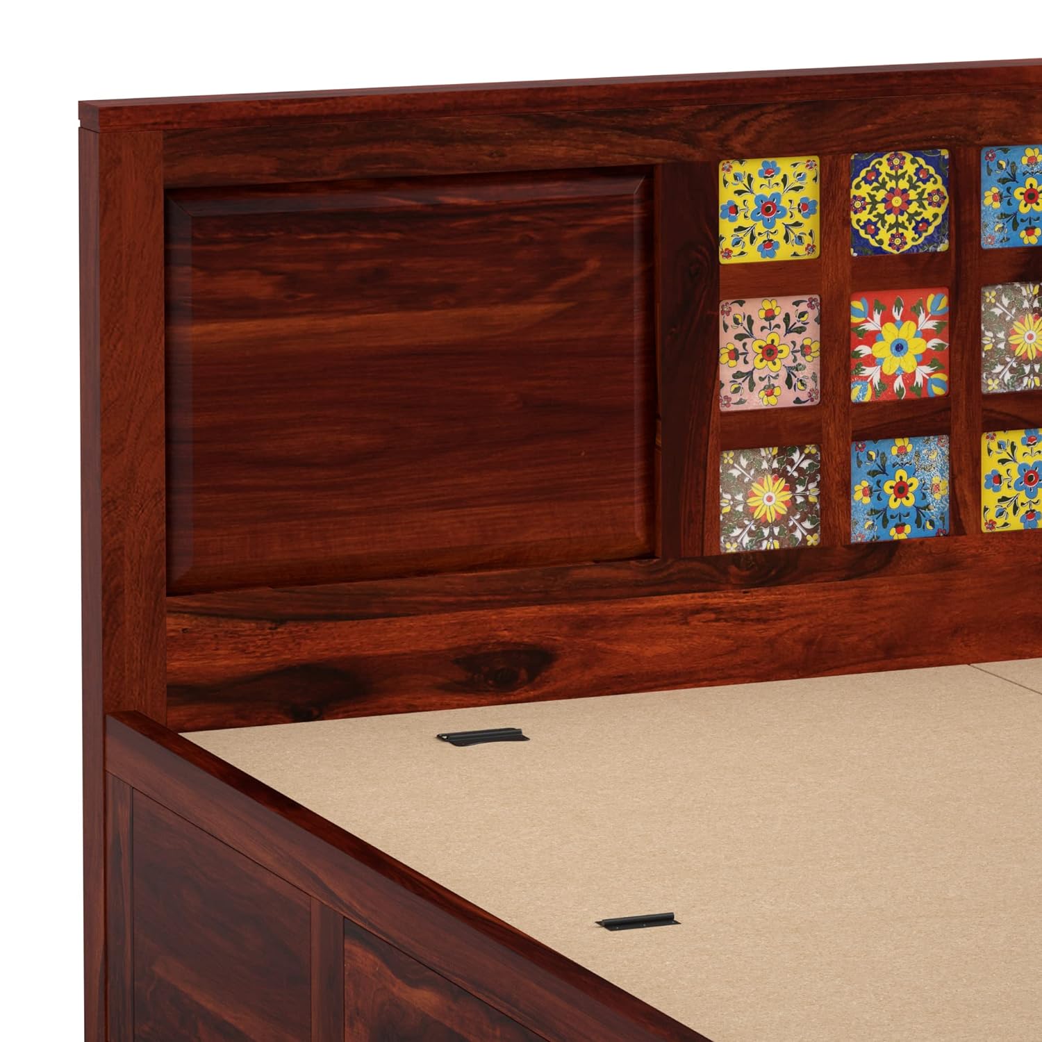 Verba King Size Solid Sheesham Wood Bed with Box Storage