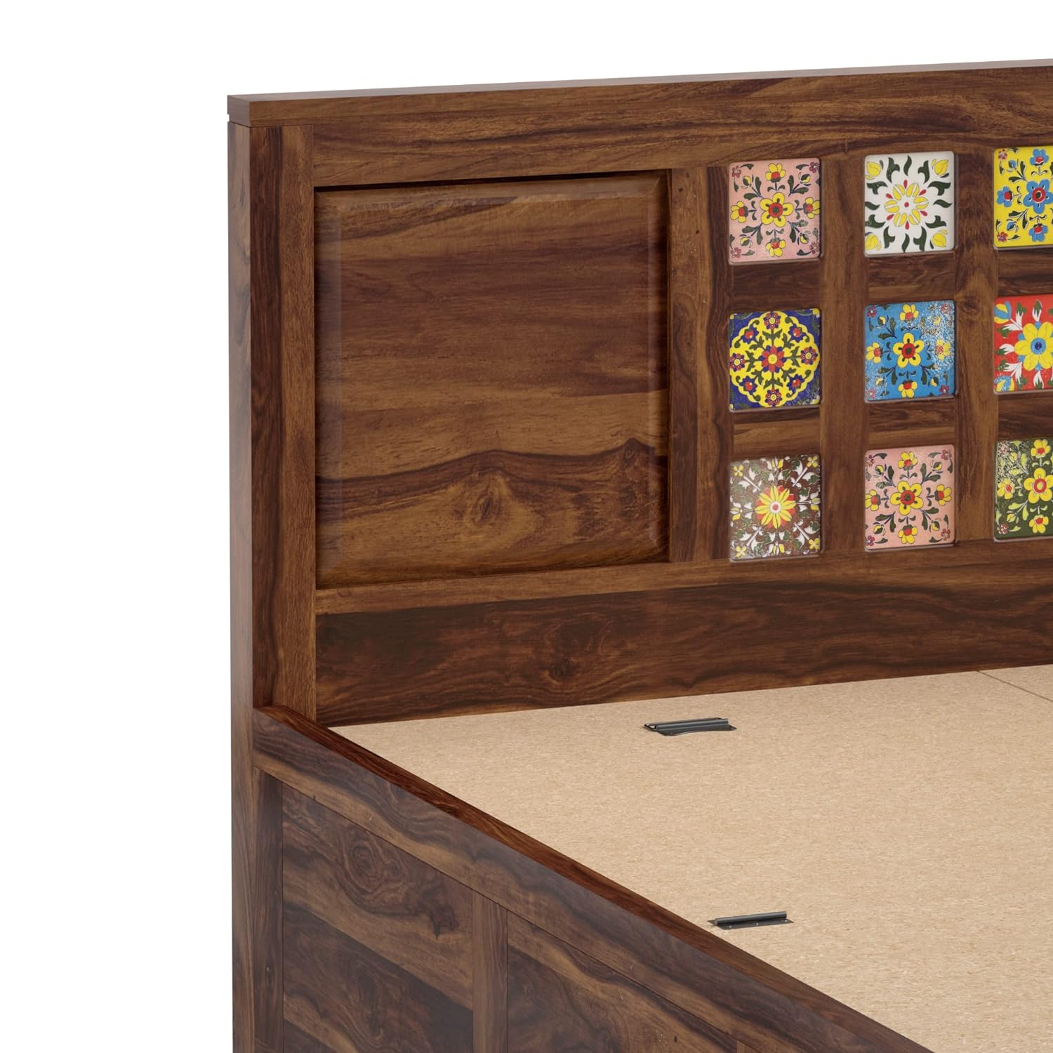 Verba King Size Solid Sheesham Wood Bed with Box Storage