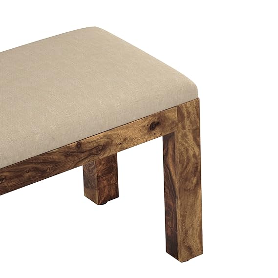 Margate Solid Sheesham Wood Bench with Cushion