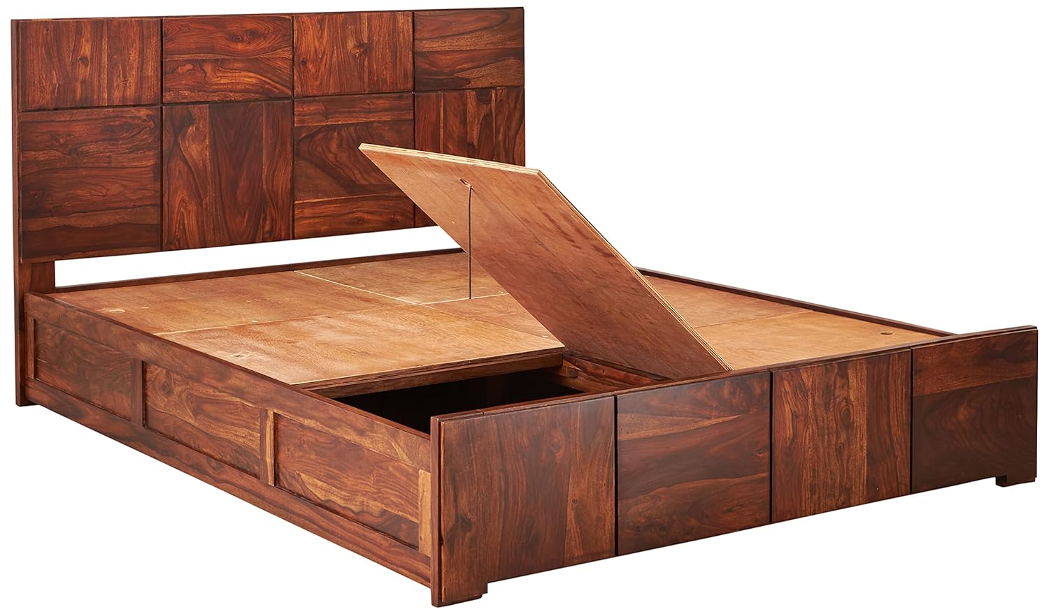 Solid Sheesham Wood Queen Size Scot Bed With Storage