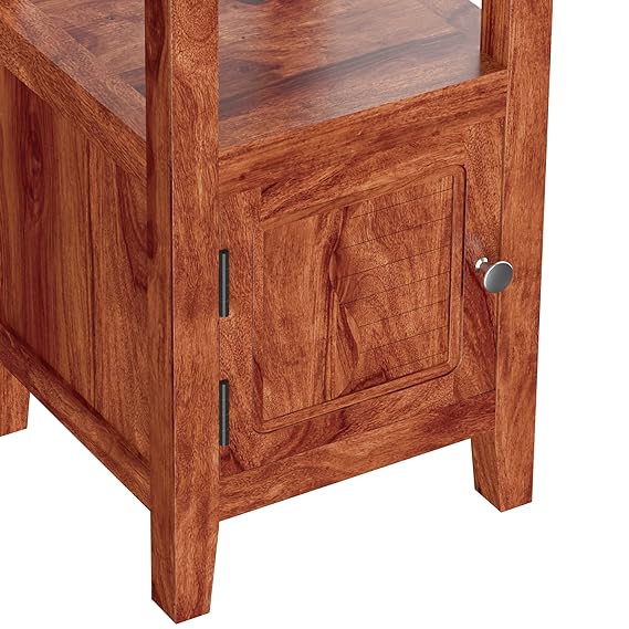 Sheesham Wood Kemfert Side Table with 1 Door Compartment