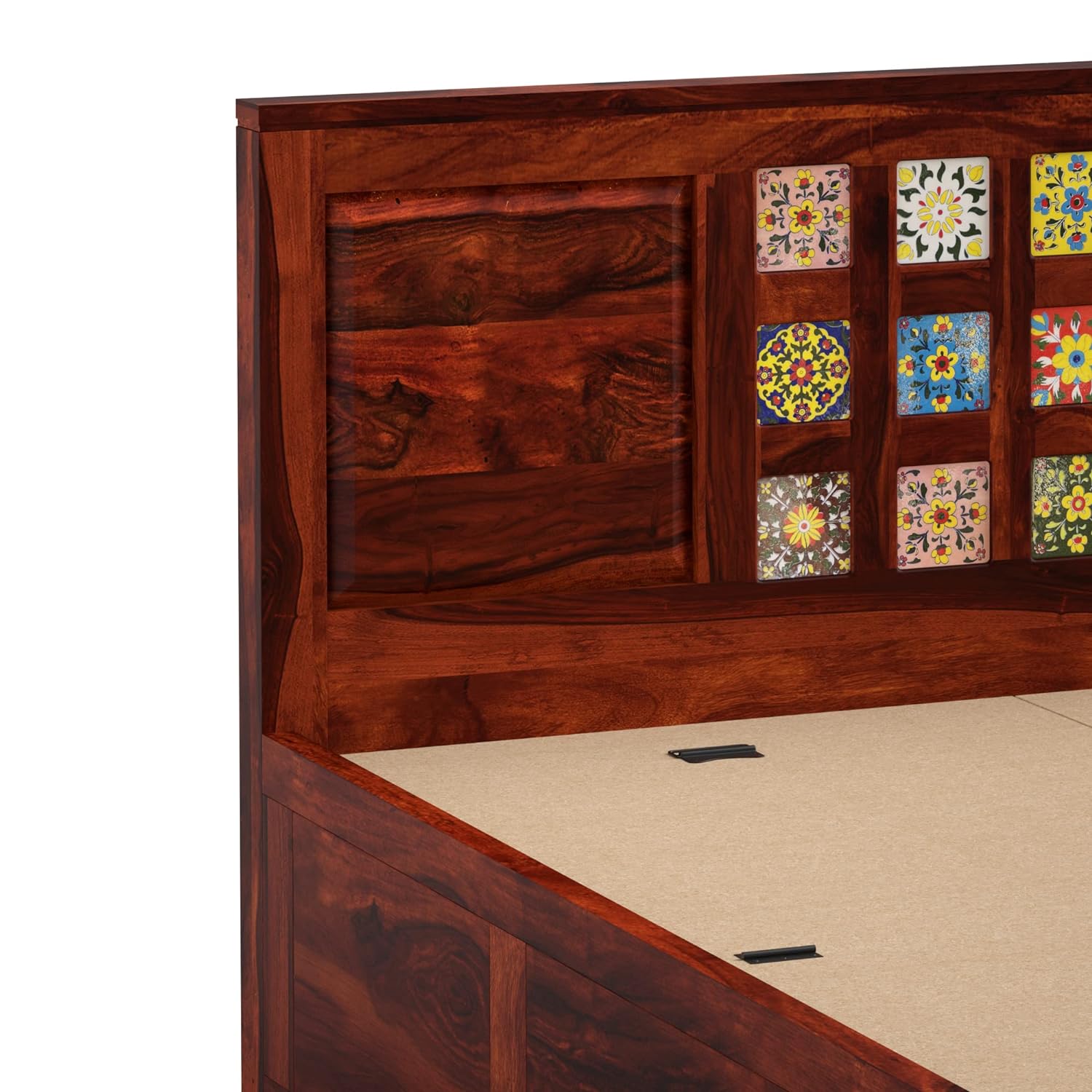 Verba King Size Solid Sheesham Wood Bed with Box Storage