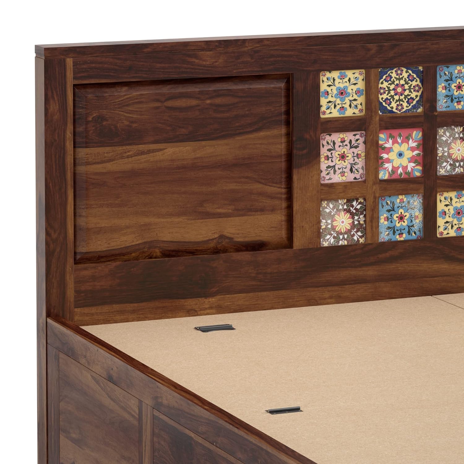 Verba King Size Solid Sheesham Wood Bed with Box Storage