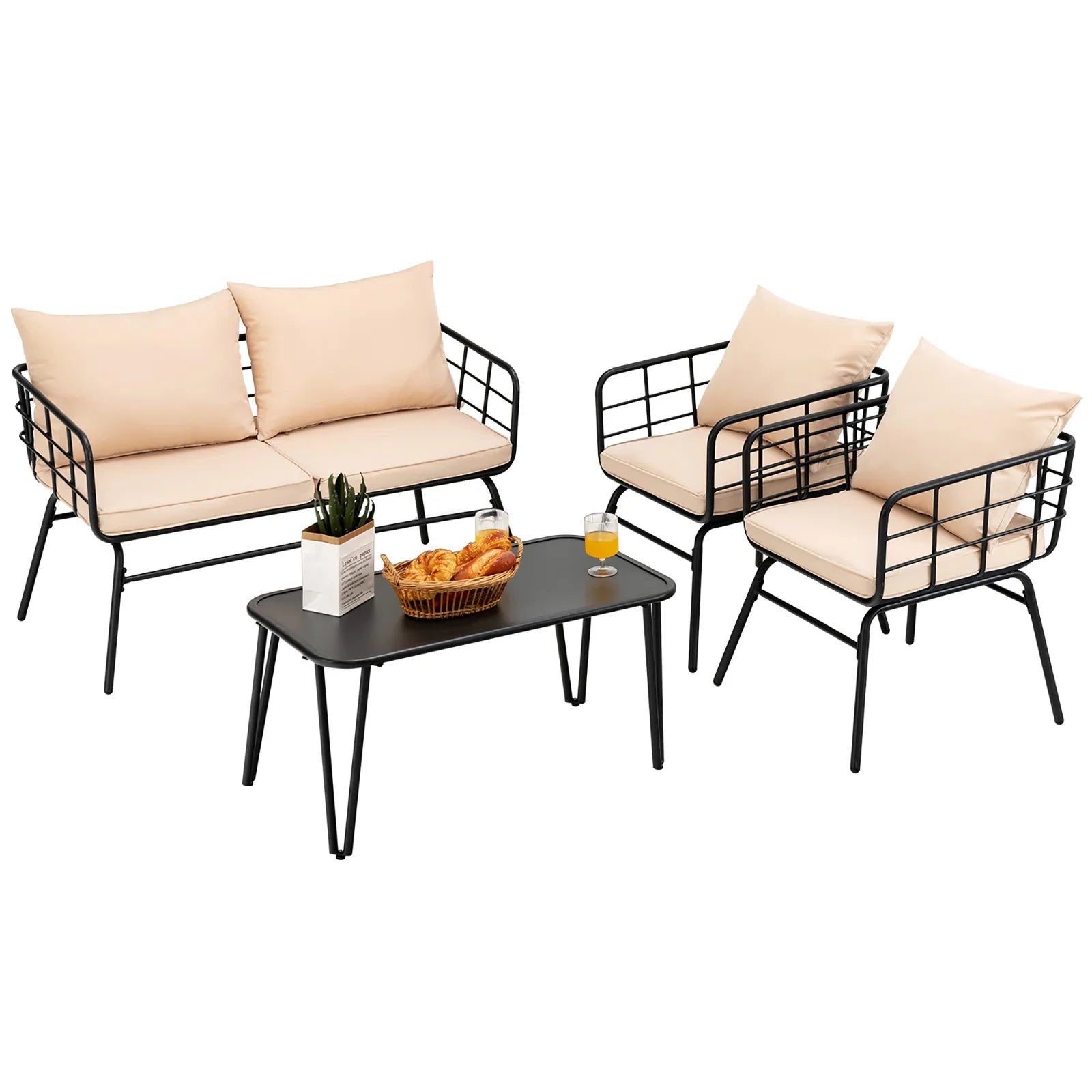 OUTDOOR SOFA SET 2 SEATER , 2 SINGLE SEATER AND 1 CENTER TABLE SET