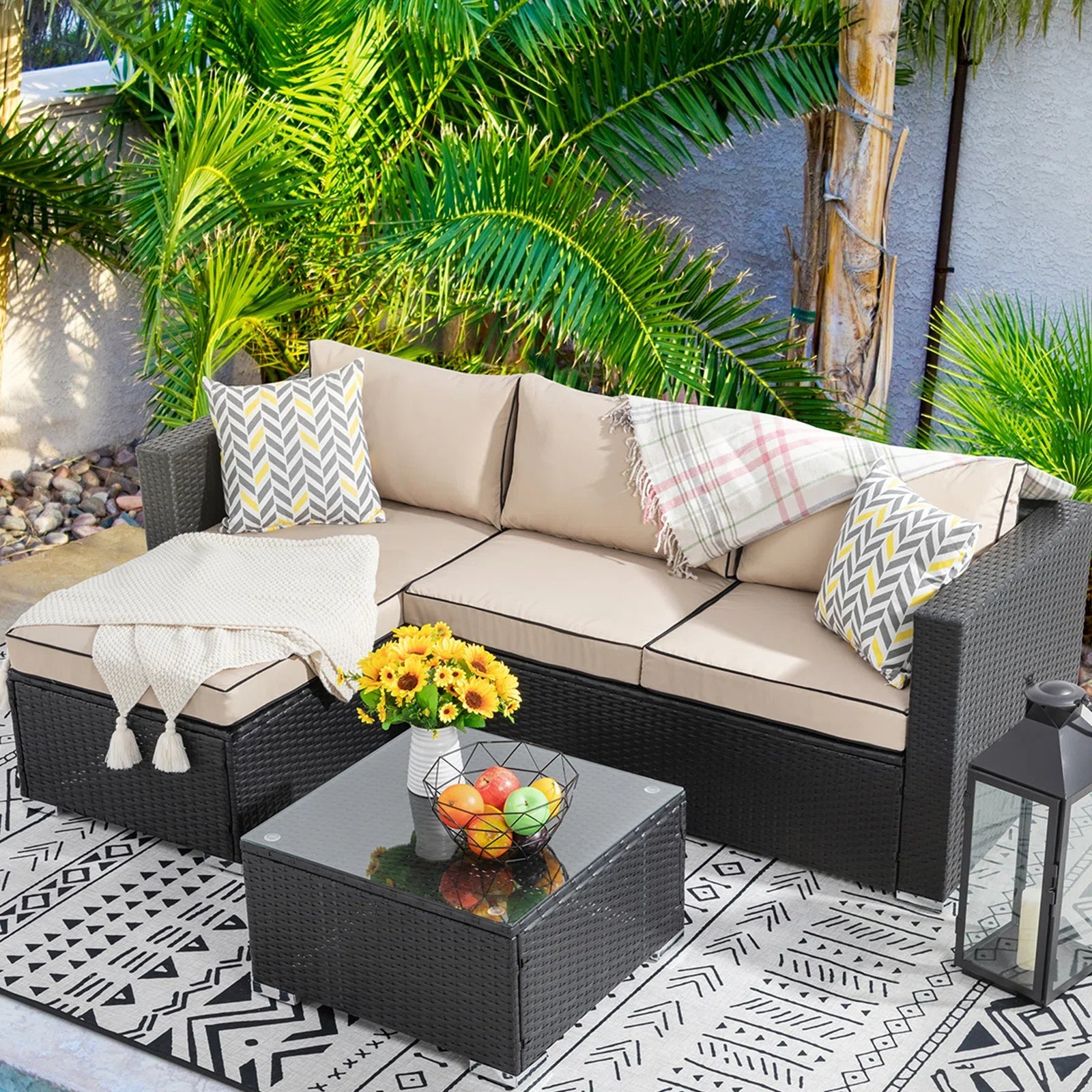 FURNIZY OUTDOOR SOFA SET 4 SEATER AND 1 CENTER TABLE