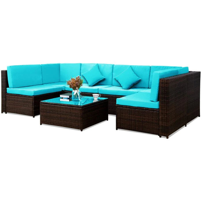 Outdoor Patio 6 Seater Sofa Set With 1 Center Table