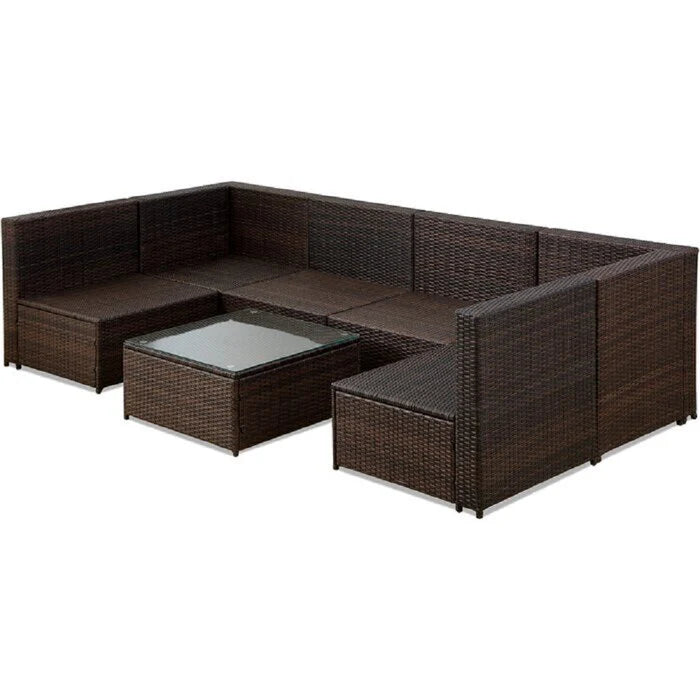 Outdoor Patio 6 Seater Sofa Set With 1 Center Table