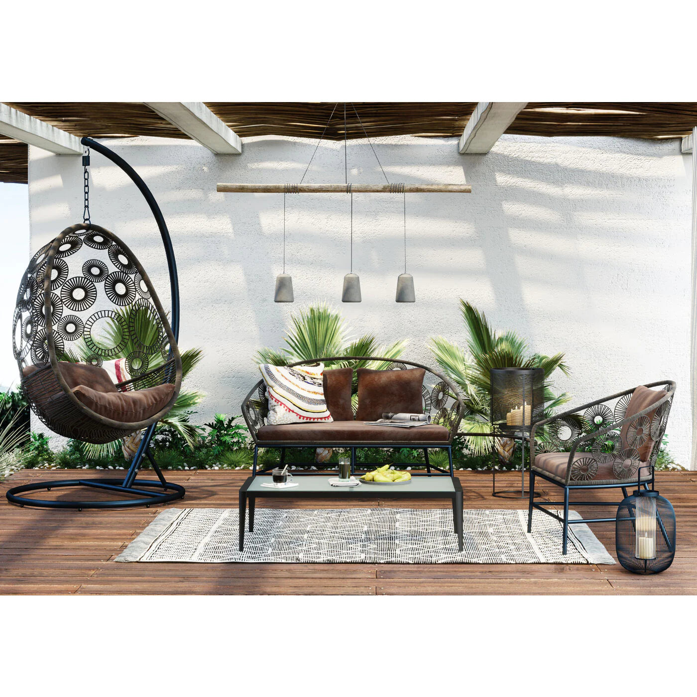 OUTDOOR SOFA SET 2 SEATER, 1 SINGLE SEATER AND 1 CENTER TABLE