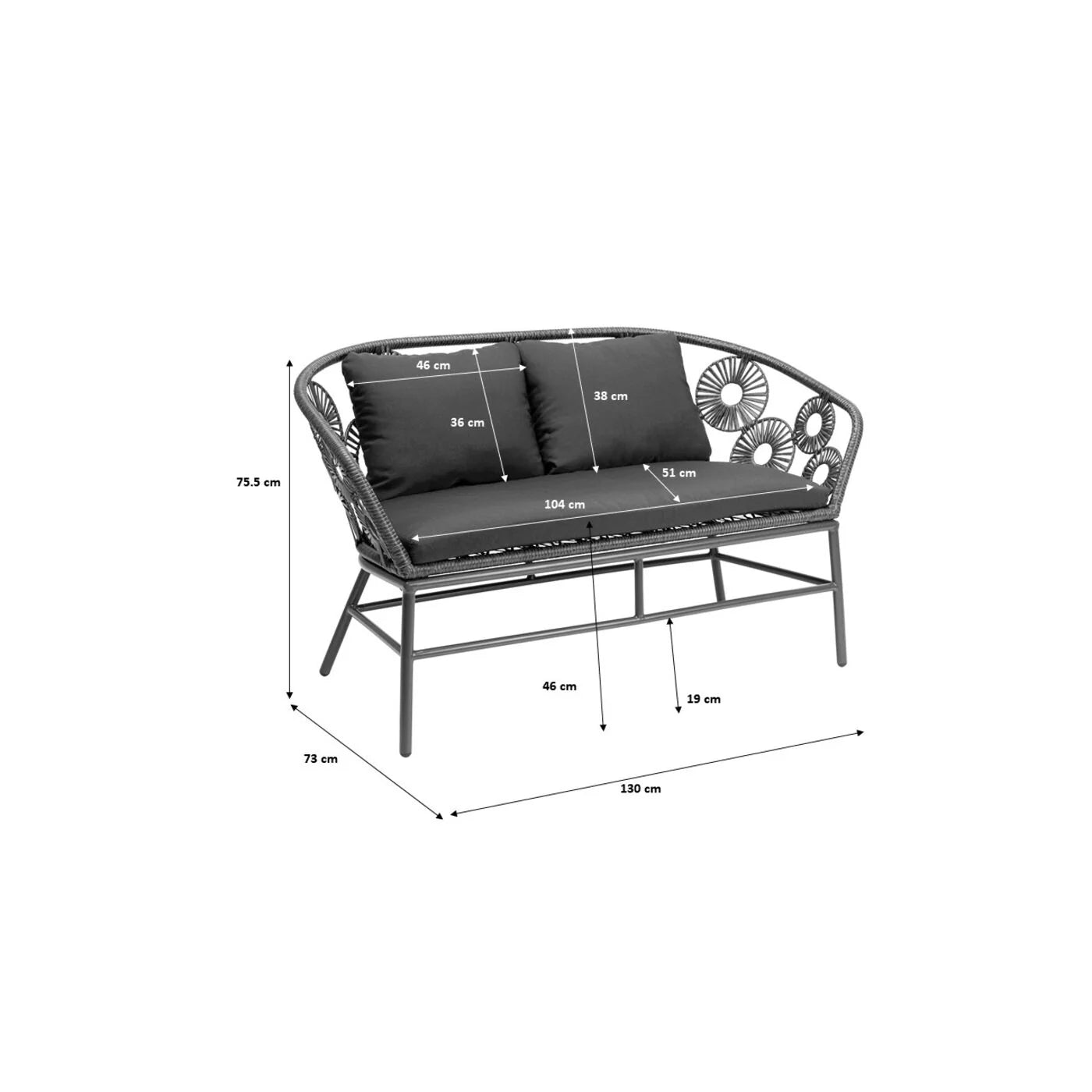 OUTDOOR SOFA SET 2 SEATER, 1 SINGLE SEATER AND 1 CENTER TABLE