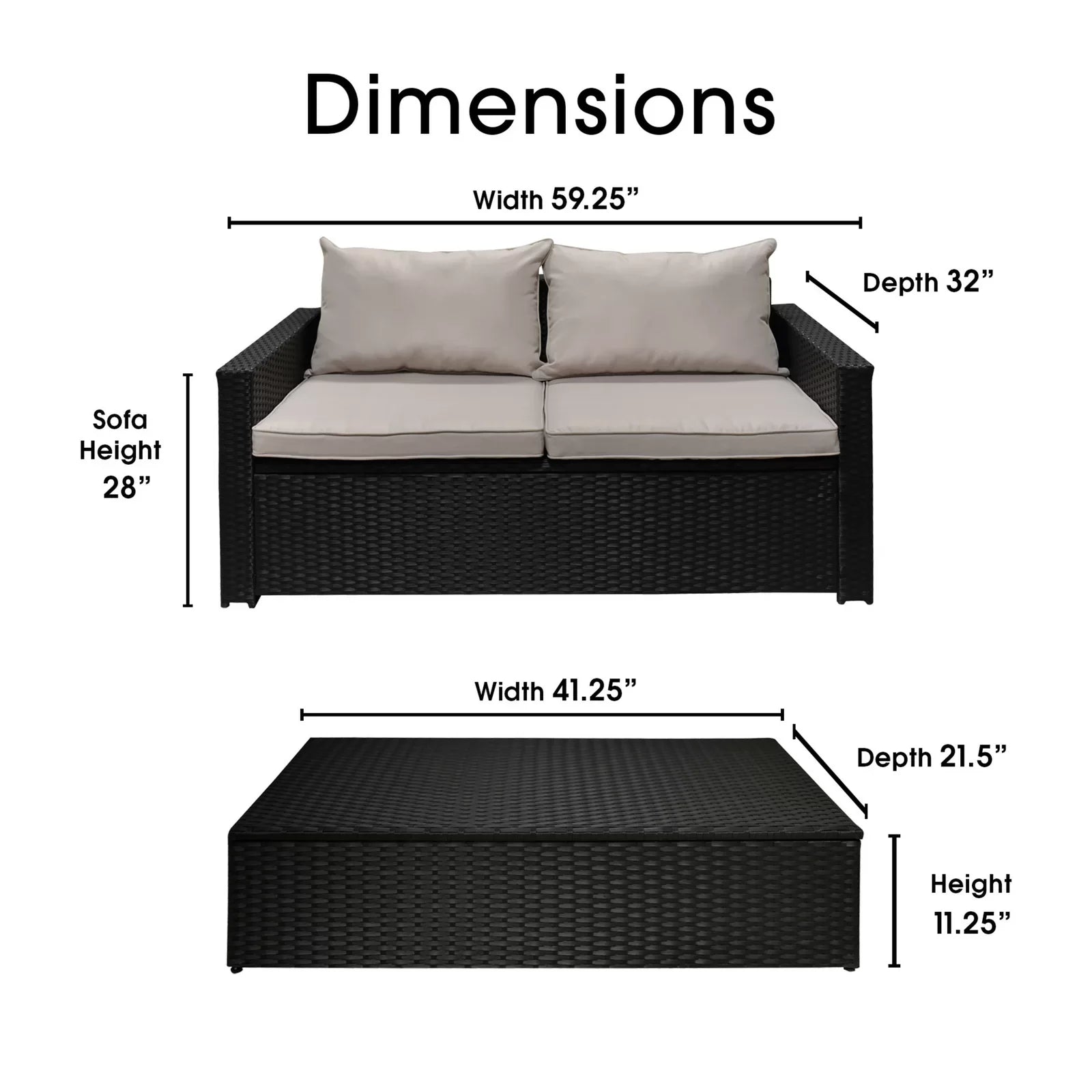 OUTDOOR SOFA SET 2 SEATER AND 1 CENTER TABLE