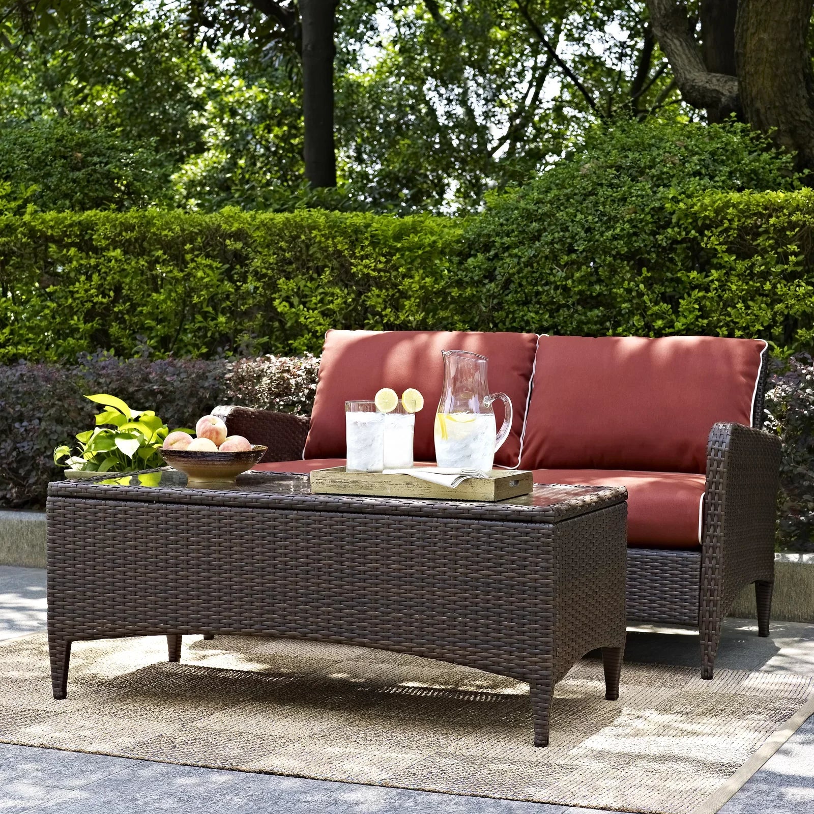 OUTDOOR 2 SEATER SOFA AND 1 CENTER TABLE